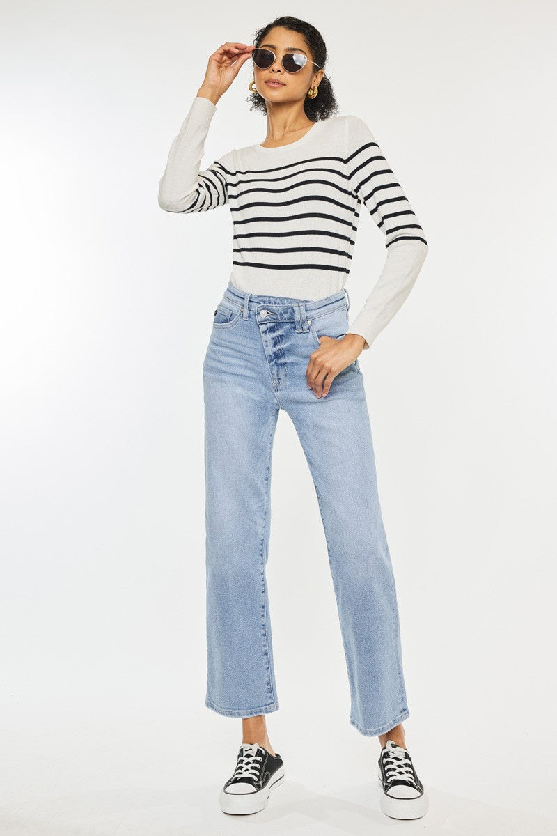 Criss-Cross Straight Denim