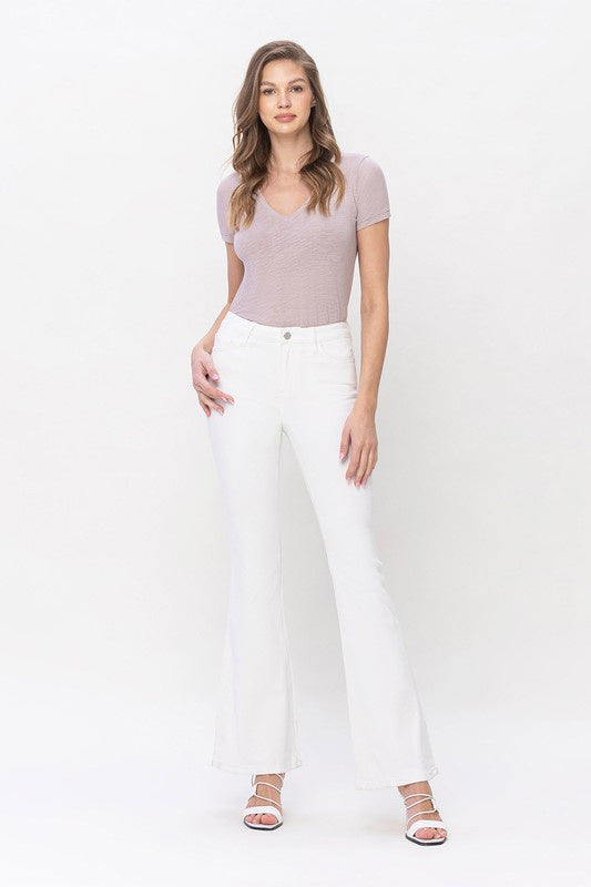 Optic White High Rise Flare