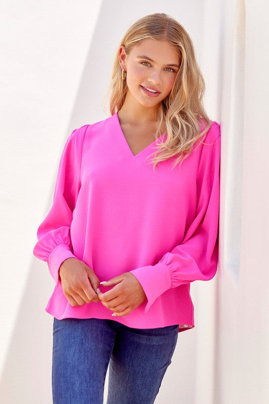 Solid Peasant Sleeve Top