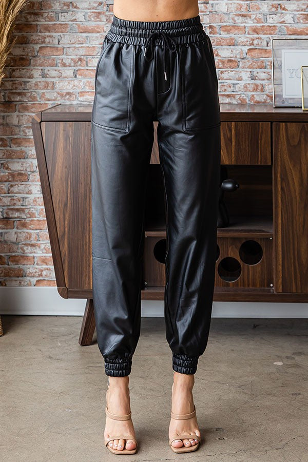 Faux Leather Jogger