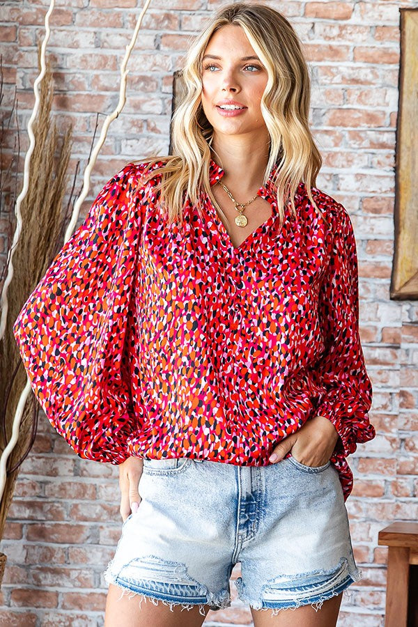Abstract Stippled Dots Blouse