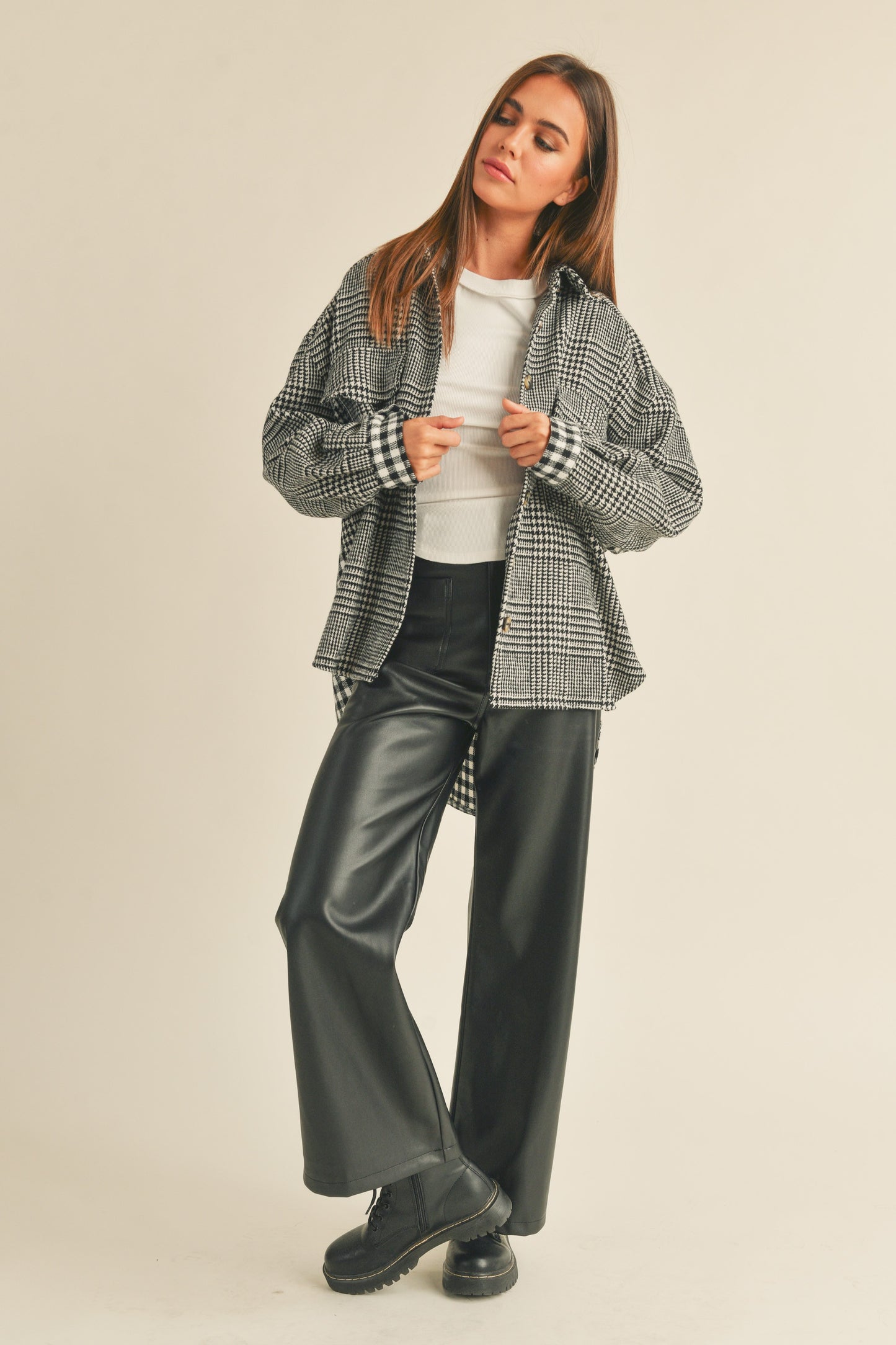 Plaid Front Gingham Back Shacket