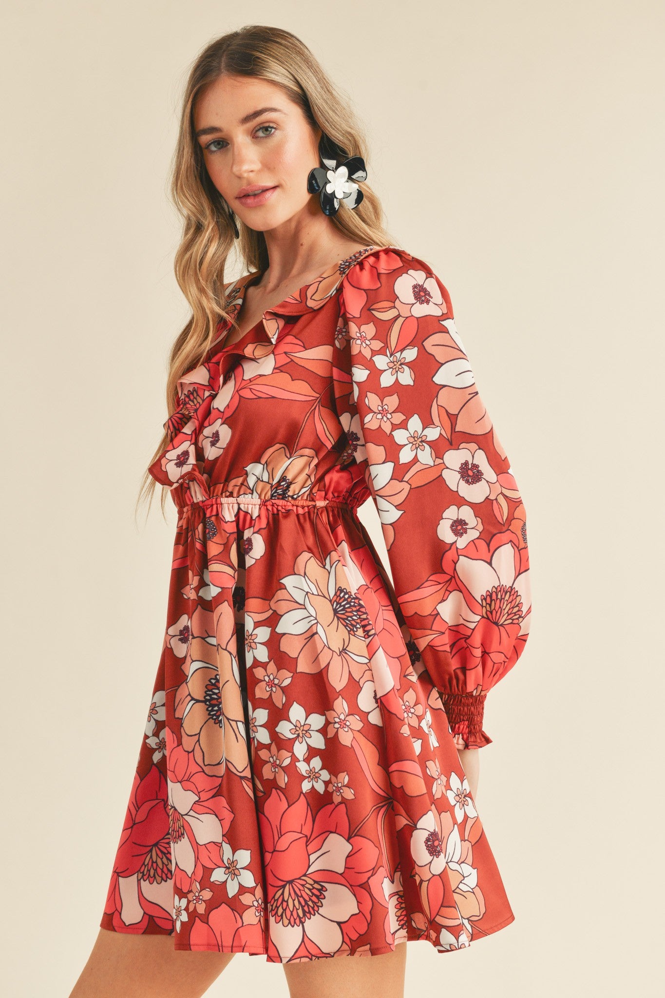Ruffle Trim Mini Dress