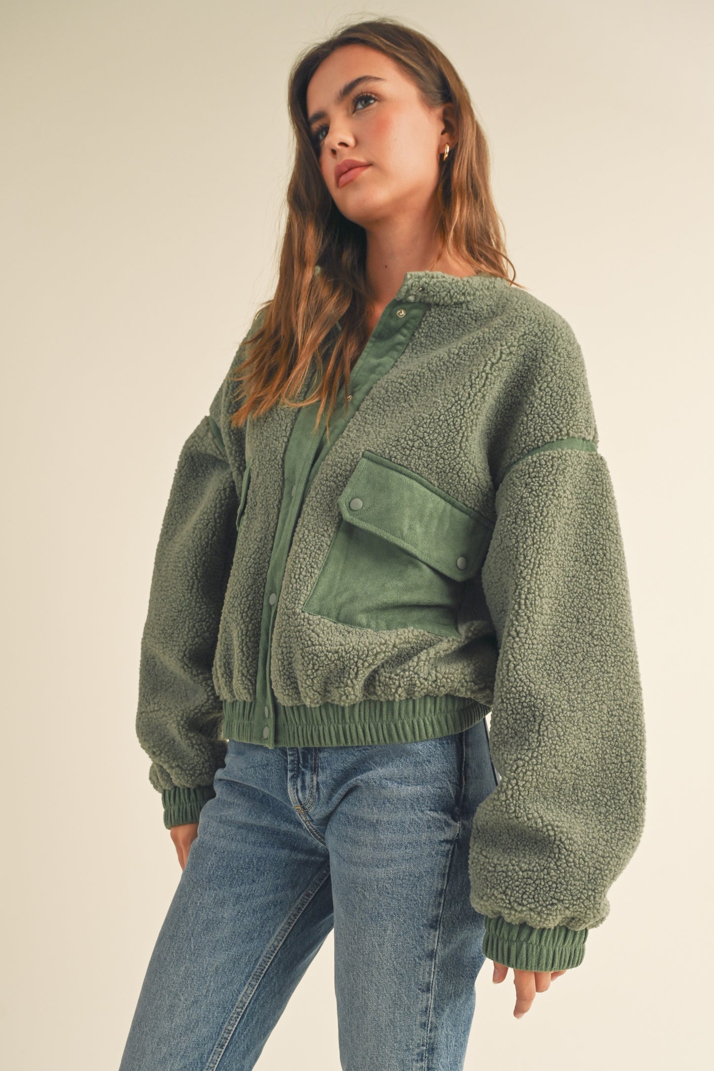 Faux Fur Suede Contrast Jacket