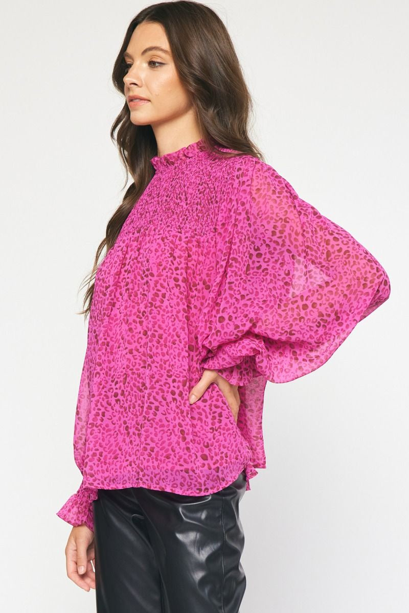 Magenta Animal Print Top