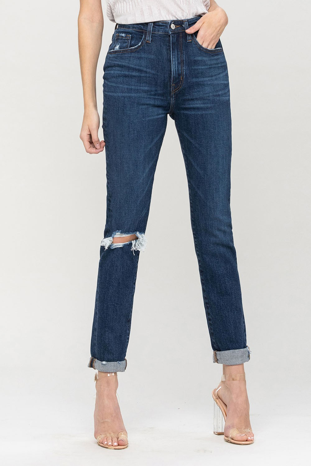 Blue Low Rise Waist Enhance Quinn Bootcut Jeans