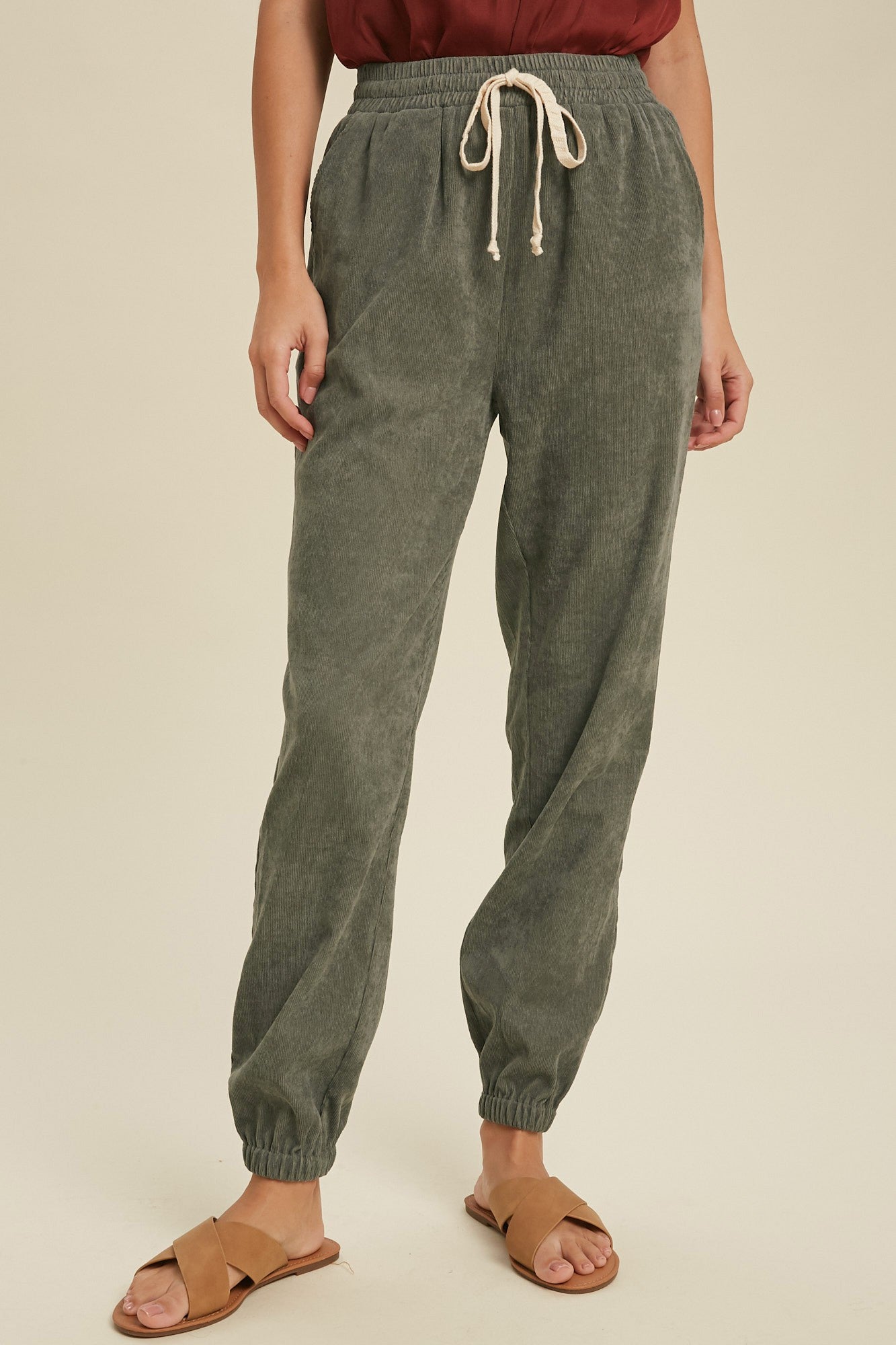 Olive Corduroy Jogger