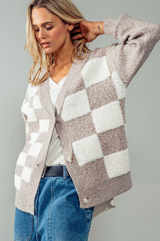 Warm Fuzzies Checkered Cardigan