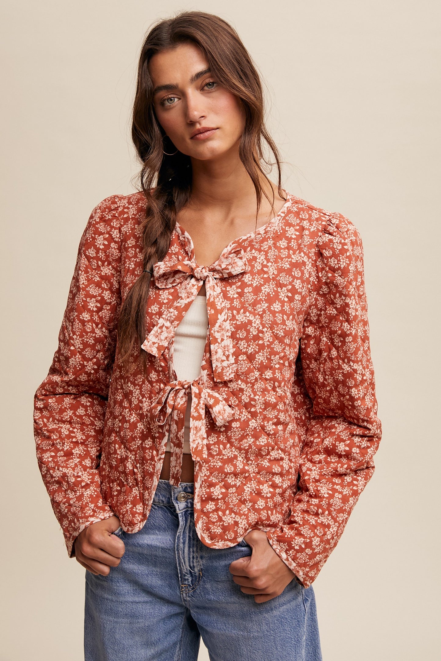 Demure Bow Quilt Jacket