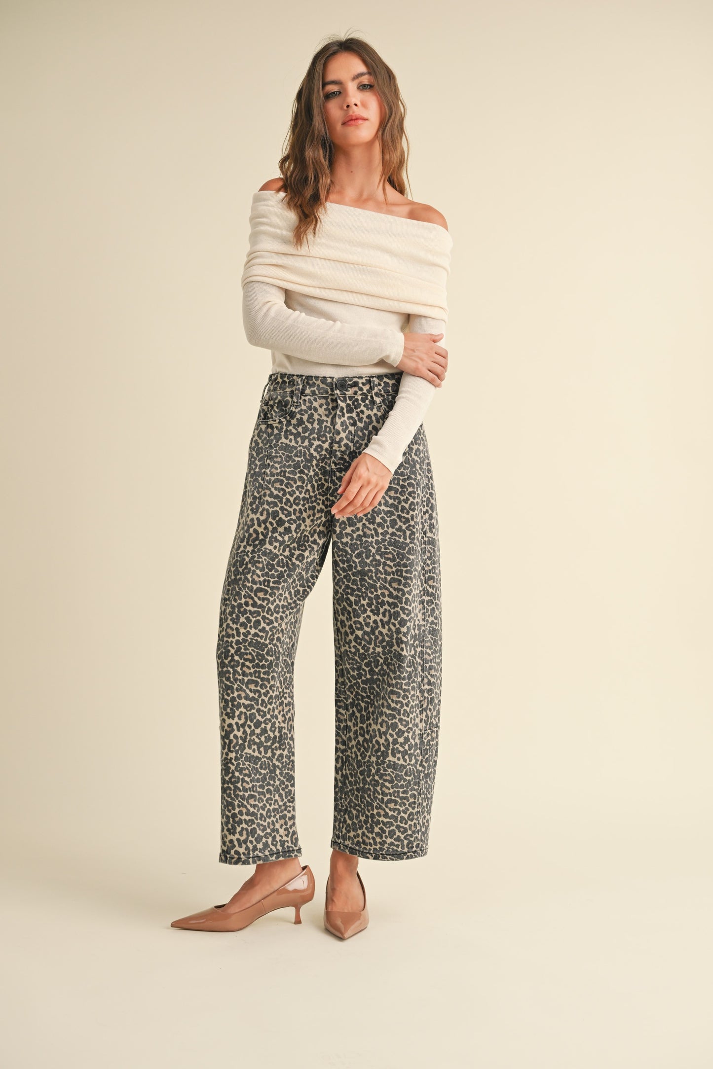 Barrel Leopard Print Pants