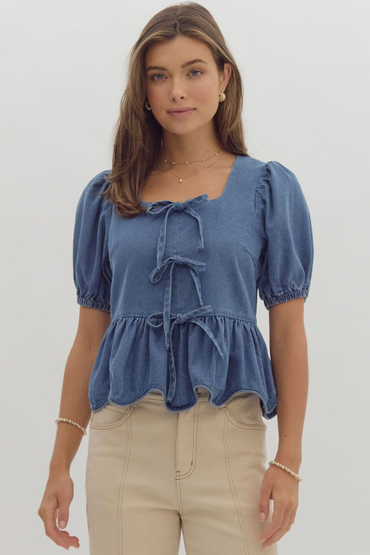 Chambray Bows Top