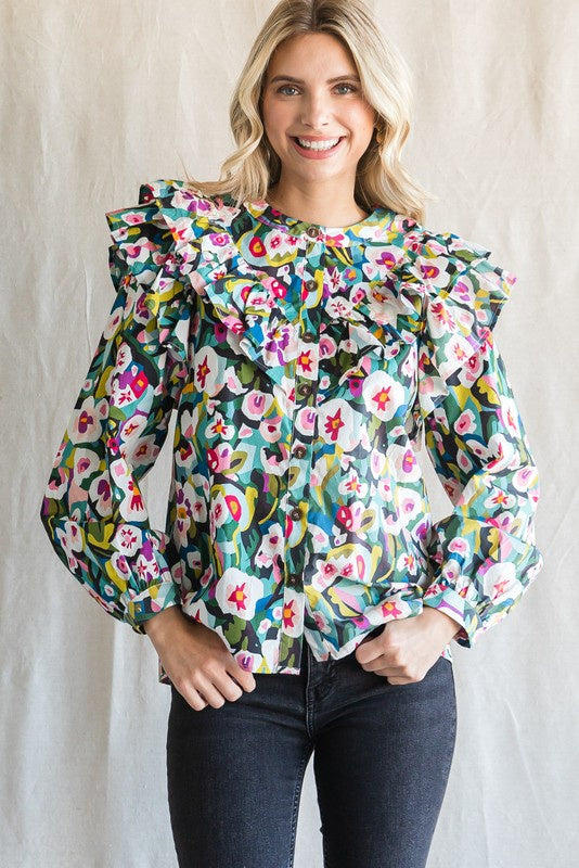 Blooming Ruffle Shoulder Top