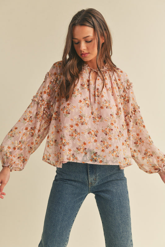 Dusty Pink Floral Top