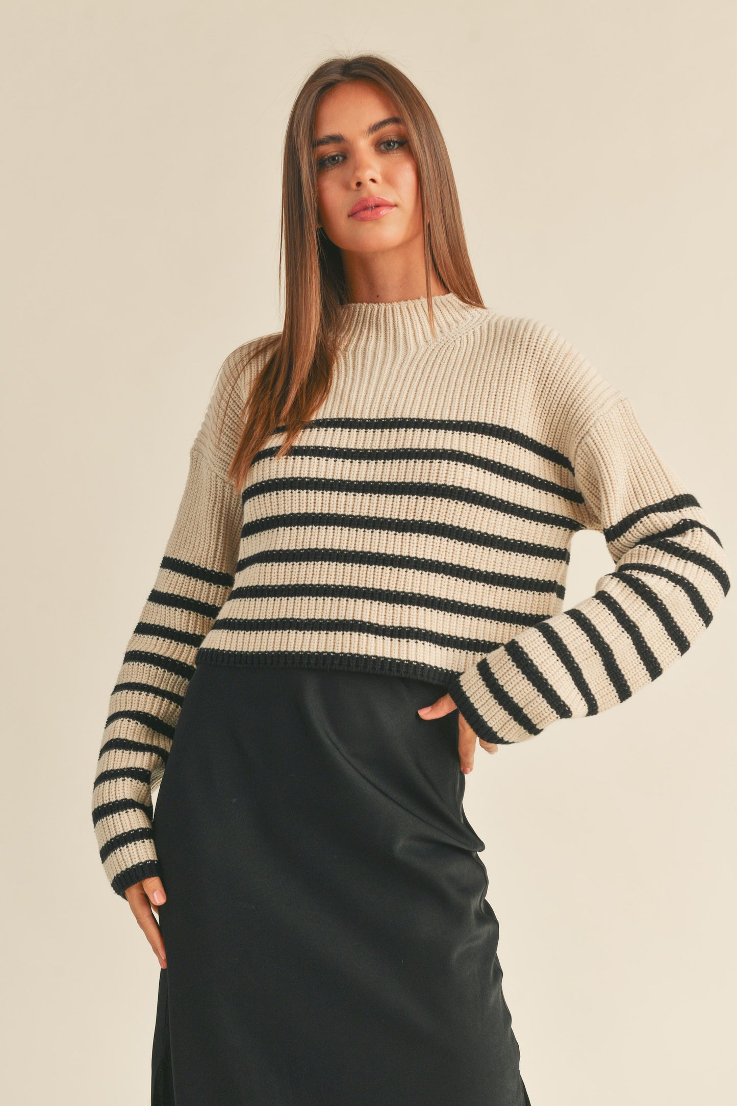 Striped Cropped Knit Sweater